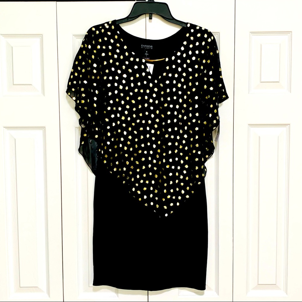 Enfocus Studio Black and Gold Dress 8 NWT